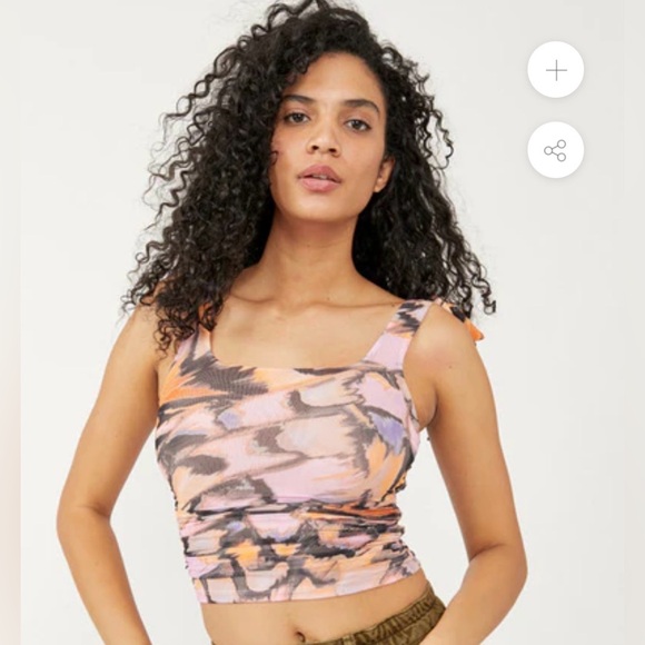 Free People Multicolor Tie-Shoulder Crop Top - Picture 3 of 8